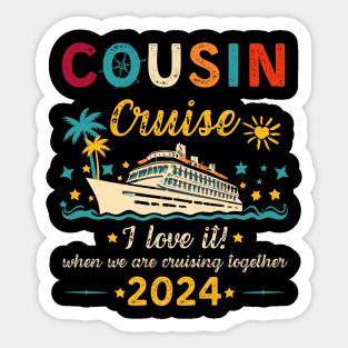 Funny Cousin Cruise 2024 Retro Family Matching Reunion Trip Sticker